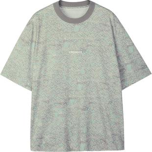 速写outlets奥莱男装早春折扣新款T恤潮印花棉质五分袖休闲舒适潮