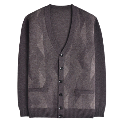 中老年人秋冬纯羊毛针织开衫