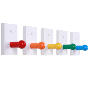 实木创意彩色简洁玄关装饰挂钩衣帽架免打孔衣柜门后单个衣服挂钩