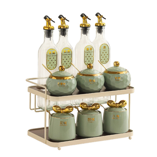 轻奢厨房调料盒玻璃调味瓶套装家用陶瓷佐料罐子油盐味精酱收纳盒