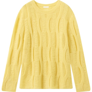 播通勤慵懒风宽松圆领针织衫女冬季松弛毛衣DDS4SD5194