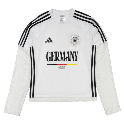 阿迪达斯球衣风蕾丝长袖T恤女