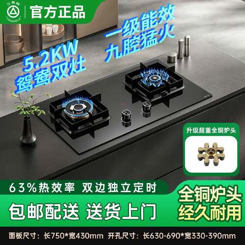 三角牌燃气灶双灶家用天然气煤气灶台嵌两用定时节能猛火灶液化气