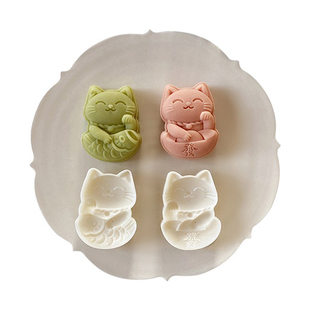招财猫绿豆糕模具锦鲤元宝发财月饼模卡通猫酥饼冰皮糕点烘焙工具