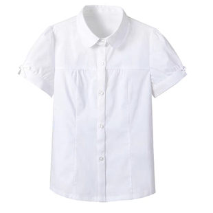 伊顿纪德校服夏季学生校服女童短袖衬衫儿童蝴蝶结白色衬衣09C226