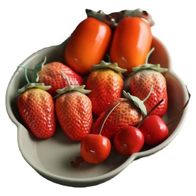 勾画景德镇仿真柿子草莓樱桃茶玩