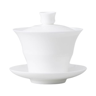 高档薄胎骨瓷盖碗竹节三才盖碗套装小茶杯潮汕功夫茶具不烫手透光