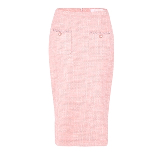 专柜正品马天奴秋冬新款粉色花纱小香风半身裙半裙子中长直筒裙女