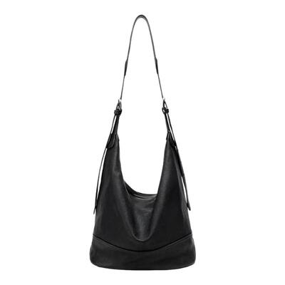 植鞣皮格物塌塌包磨砂双耳水桶包