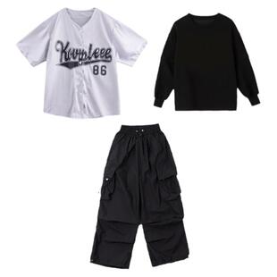 街舞演出服少儿嘻哈hiphop练功爵士舞男女童架子鼓银色亮面外套酷