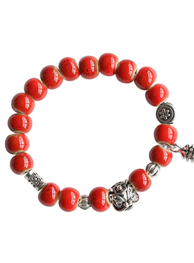 国风复古萌酷醒狮景德镇陶瓷手链瓷珠手串串珠手饰女闺蜜情侣礼物