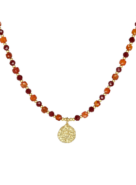 LAZY CIRCLES太阳小金币项链新年红女朋友礼物红运满满串珠锁骨链