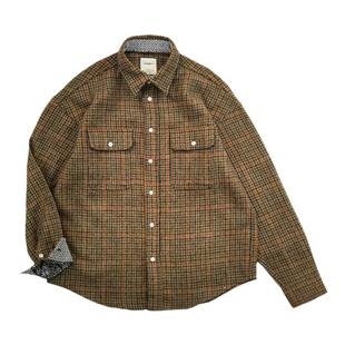 SONOFLOONG复古羊毛呢格子衬衫重磅日系廓形休闲潮牌LUMBER SHIRT