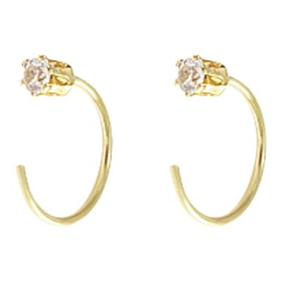 简约素圈金色锆石耳钉