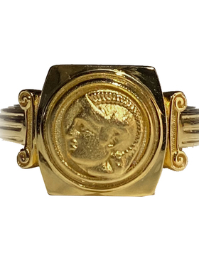 925银复古古希腊镶嵌戒指罗马柱