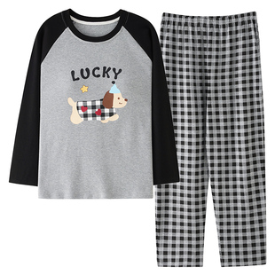 睡衣女春秋纯棉长袖休闲套装100% 全棉家居服特大码可外穿宽松6XL