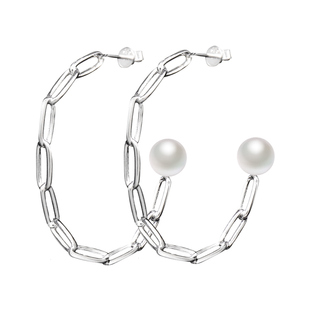 埃斯意 REBORN925银珍珠金属链条设计感个性环形潮流大耳环耳坠女