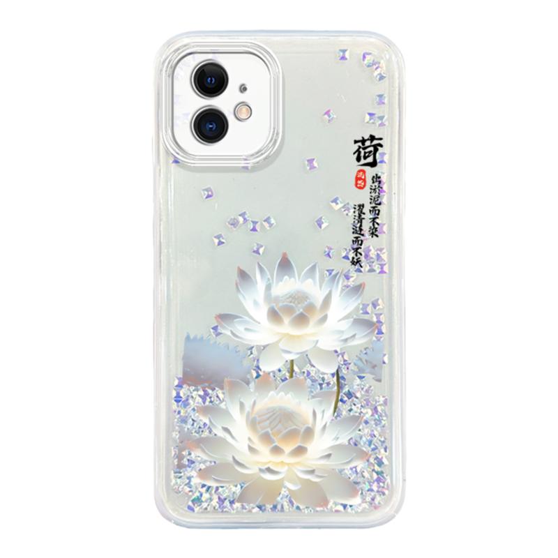 适用苹果13手机壳OPPO Reno9透明vivo x90镜头全包荣耀80防摔华为P60软胶保护套紫玫瑰IQ00Z7流沙新品