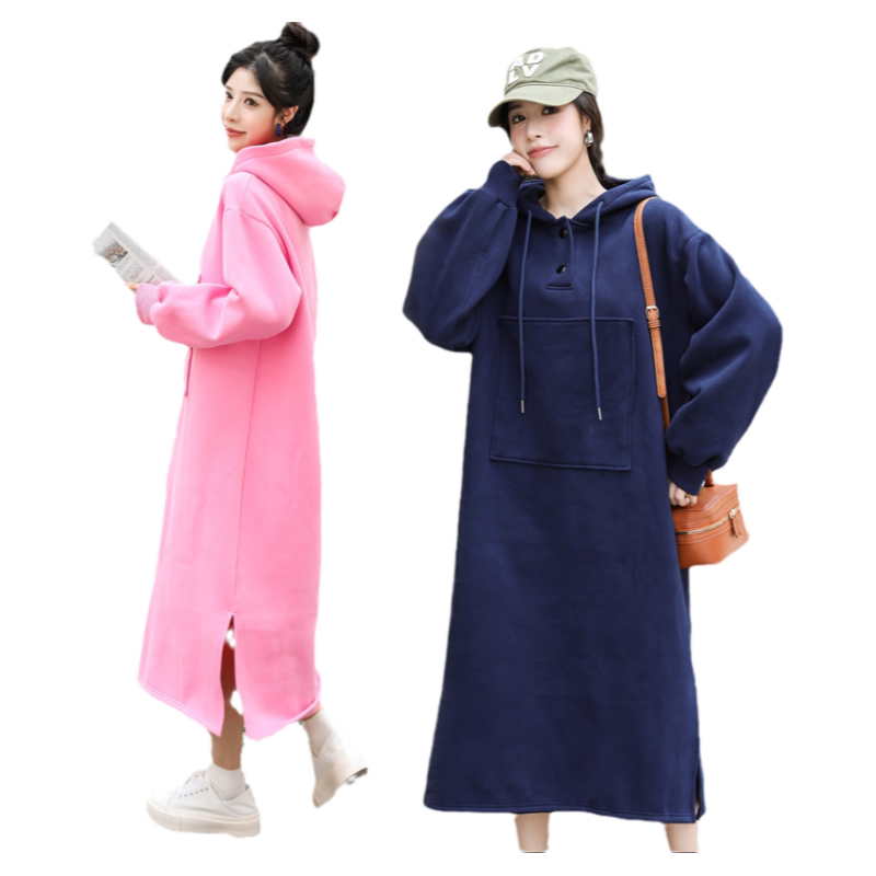 韩版外套加绒加厚卫衣裙女
