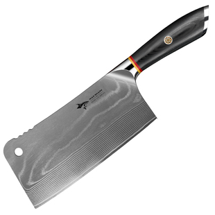 狂鲨德国进口大马士革钢砍骨刀家用斩大骨头专用加厚剁排骨菜刀具