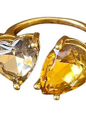 爱心水滴锆石开口戒指巨好看的