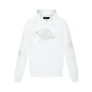 RARE威雅男装 秋季新款简约休闲绣花烫钻工艺男士连帽卫衣