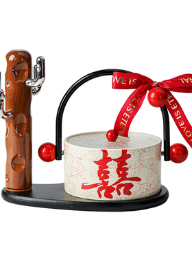 创意福字手提桶钥匙收纳摆件提篮