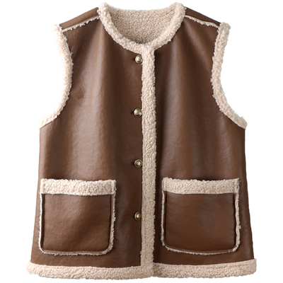 大码女装羊羔毛马夹皮毛一体马甲