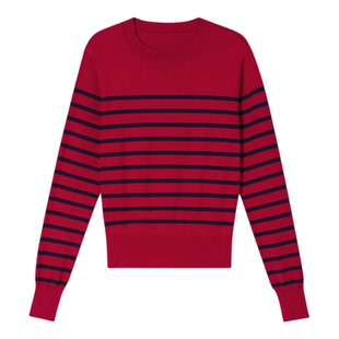 【周雨彤同款】PSALTER诗篇撞色条纹圣诞红软糯毛衣2025冬款