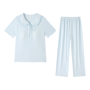 睡衣2026正流行女款带胸垫夏季短袖长裤女士家居服春秋可外穿套头