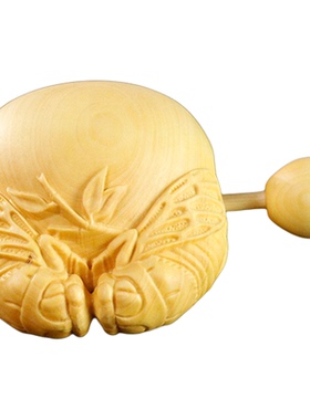 黄杨木雕木鱼木质随身携带中式手把件打击乐器佛系金蝉知了小摆件