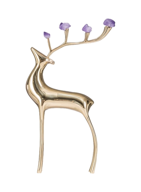 招财黄铜福鹿新房乔迁玄关摆件