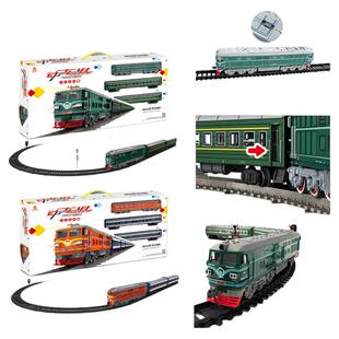 东风4b绿皮火车内燃机轨道火车复古仿真电动火车儿童益智玩具礼物