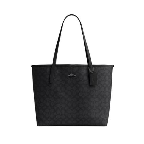 COACH/蔻驰官方 奥莱女士city33通勤大号老花单肩手提托特包CV976