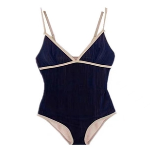 韩国深V露背性感纯欲简约小胸连体三角游泳衣女网红同款套装罩衫