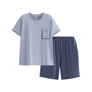 芬腾男士短袖短裤夏季纯棉男士睡衣夏款大码青年可外穿家居服套装