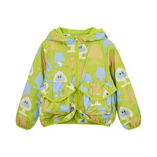 保暖防泼水|woobaby儿童外套男女童春装宝宝连帽洋气防风加绒上衣