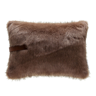 弋采可定制简约现代新中式高仿狐狸毛靠垫样板房装饰抱枕方枕腰枕