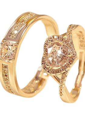 全新一克拉婚纱照镂空情侣戒指