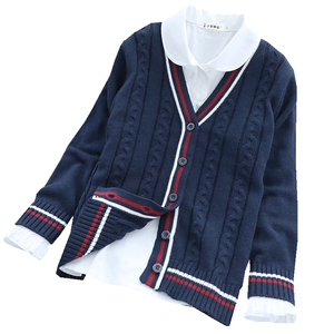 春秋新款针织全棉学院风校服开衫