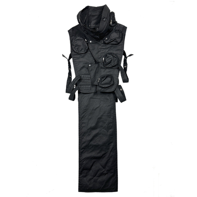 解构机能立体袋蜡面廓形废土马甲