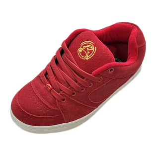 劲极将面包鞋女真皮磨砂皮休闲滑板鞋耐磨减震爆款可爱复古大红色