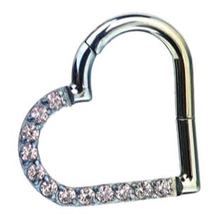 Shinma F136钛合金镶锆石爱心桃心卡扣环鼻中隔Daith环欧美穿刺