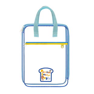 手提拉链网袋简约A4透明文件袋学生作业学习袋产检文具资料收纳袋