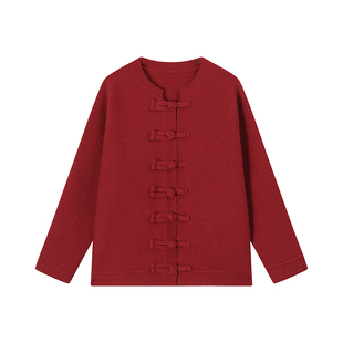 吴童童新年圆领软糯长袖毛衣女秋冬新中式宽松保暖显瘦针织衫上衣