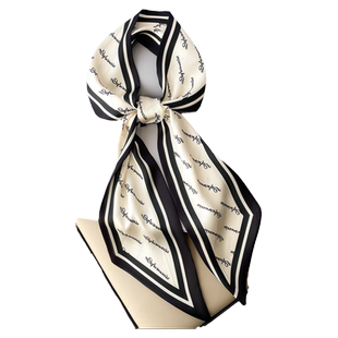 绿色长条小丝巾女春秋搭配衬衫围脖子装饰发带丝带腰带飘带薄围巾