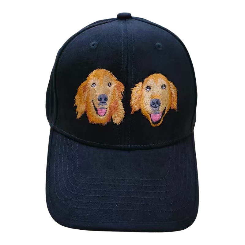 个性刺绣宠物狗狗猫咪金毛犬棒球帽遮阳帽拍照头像可来图绣花定制