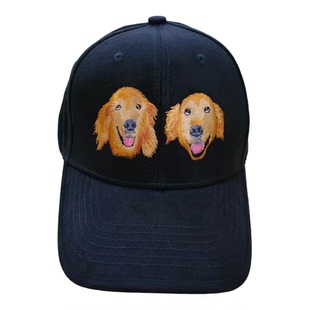 个性刺绣宠物狗狗猫咪金毛犬棒球帽遮阳帽拍照头像可来图绣花定制