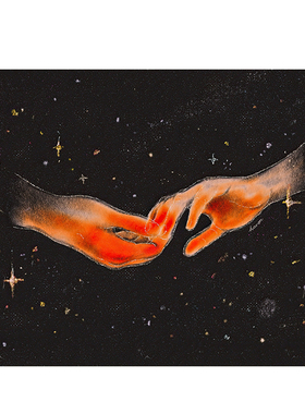无框画Pagwa深邃宇宙黑底星空双手星辰小众艺术卧室装饰画挂画