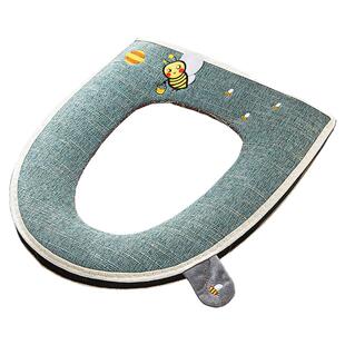 马桶坐垫四季通用拉链坐便套坐便器垫家用防水新款厕所亚麻马桶垫